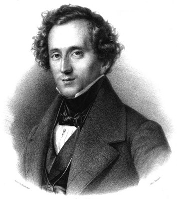 Felix Mendelssohn (1809-1847) in 1837, lithograph by Friedrich Jentzen (1815-1901), after a painting by Theodor Hildebrandt (1804-1874)