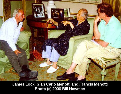 James Lock, Gian Carlo Menotti and Francis Menotti. Photo (c) 2000 Bill Newman