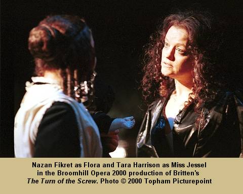 Nazan Fikret as Flora and Tara Harrison as Miss Jessel in the Broomhill Opera 2000 production of Britten's 'The Turn of the Screw'. Photo (c) 2000 Topham/Haynes