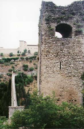 Rocca Fortress (back) and viaduct with footpath. Photo: Bill Newman