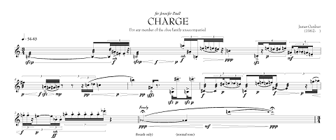 'Charge' for any member of the oboe family, unaccompanied, by James Gardner (born 1962)