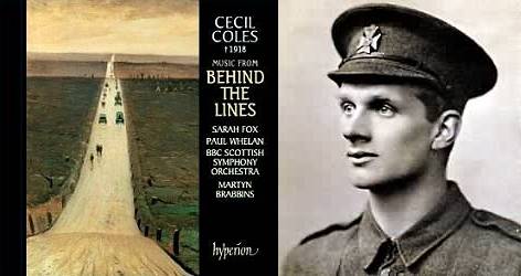 The 'Behind the Lines' Hyperion CD cover, and the music's composer, Cecil Coles