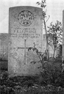 Francis Ledwidge's gravestone at Ypres. Photo: The Imperial War Museum, London