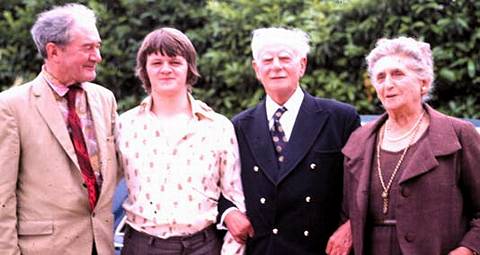 Russell and the author with Bernard and Olive Shore, 1977