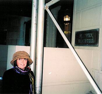 The author's wife Anne and the Flower Hospital plaque. Photo: Grahame Ainge