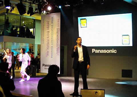 Fun and dance at the Panasonic presentation at CeBIT 2005 in Hannover. Photo © 2005 Phil Crebbin