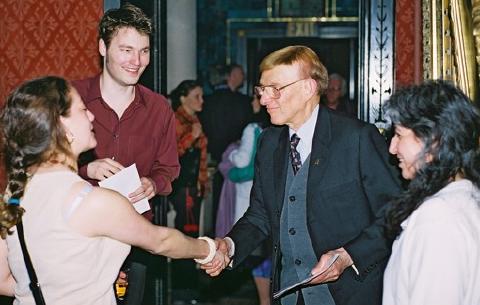 Peter Feuchtwanger meets members of the audience at Leighton House