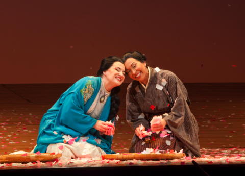 Patricia Racette as Cio-Cio-San (left) and Suzanna Guzmán as Suzuki in San Diego Opera's production of 'Madama Butterfly'. Photo © 2009 Ken Howard